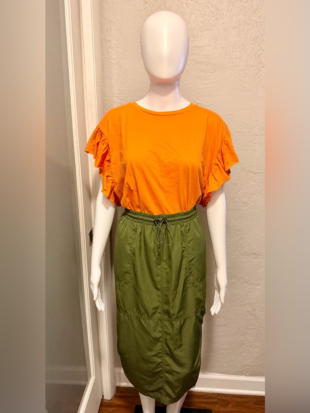 ZARA Orange Ruffle Sleeve Top (TOP ONLY)